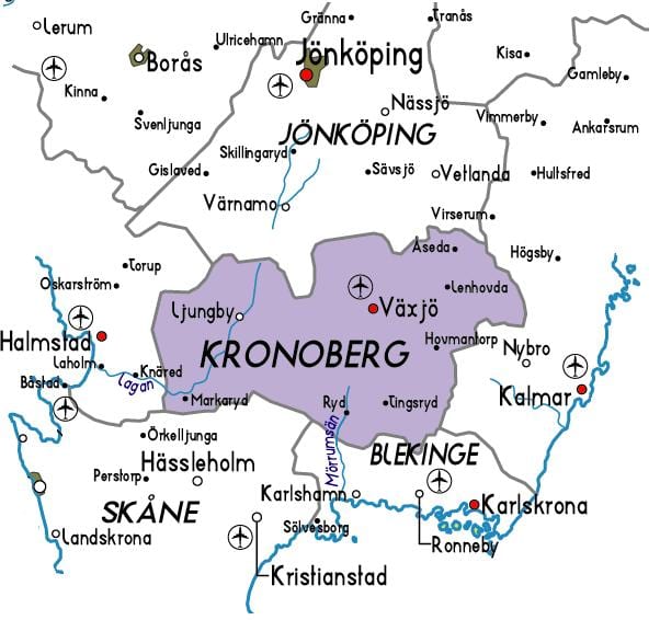 خريطة kronoberg county السويد