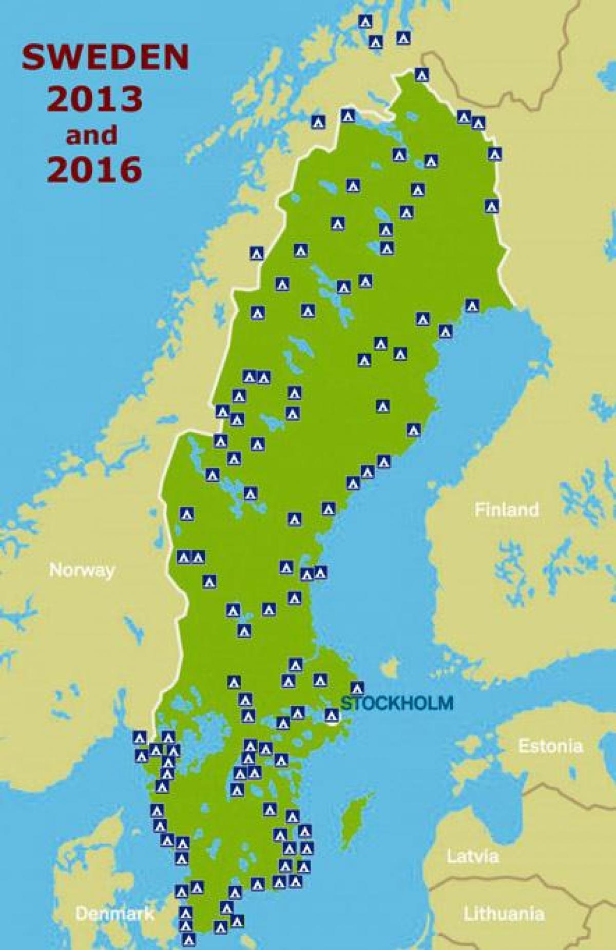 السويد التخييم خريطة