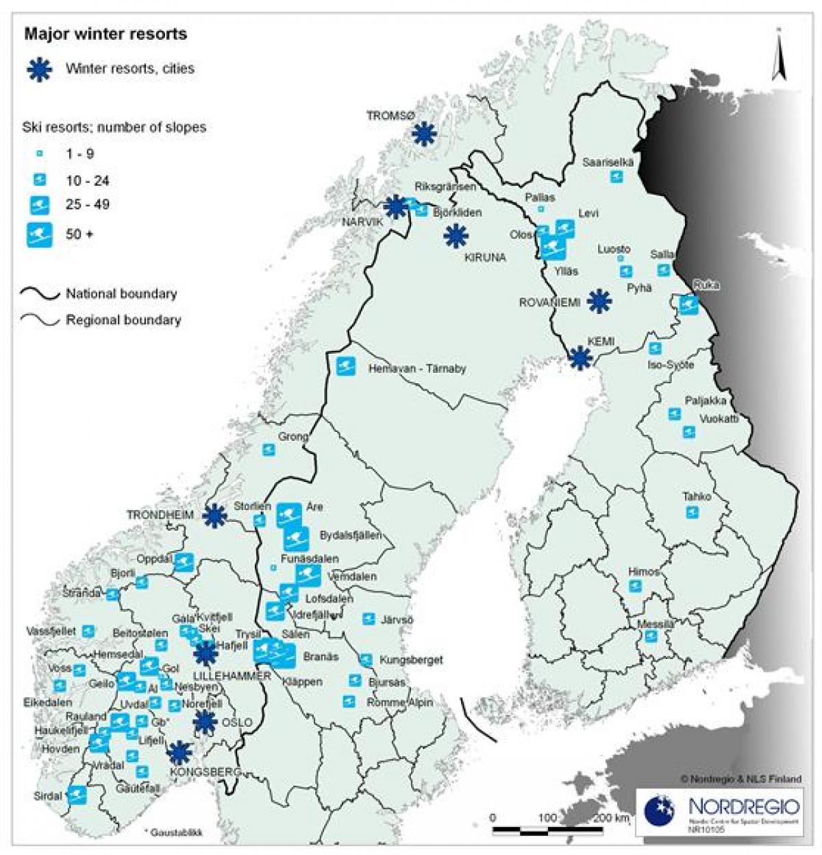 السويدية منتجعات التزلج خريطة