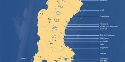 خريطة السويد الموانئ